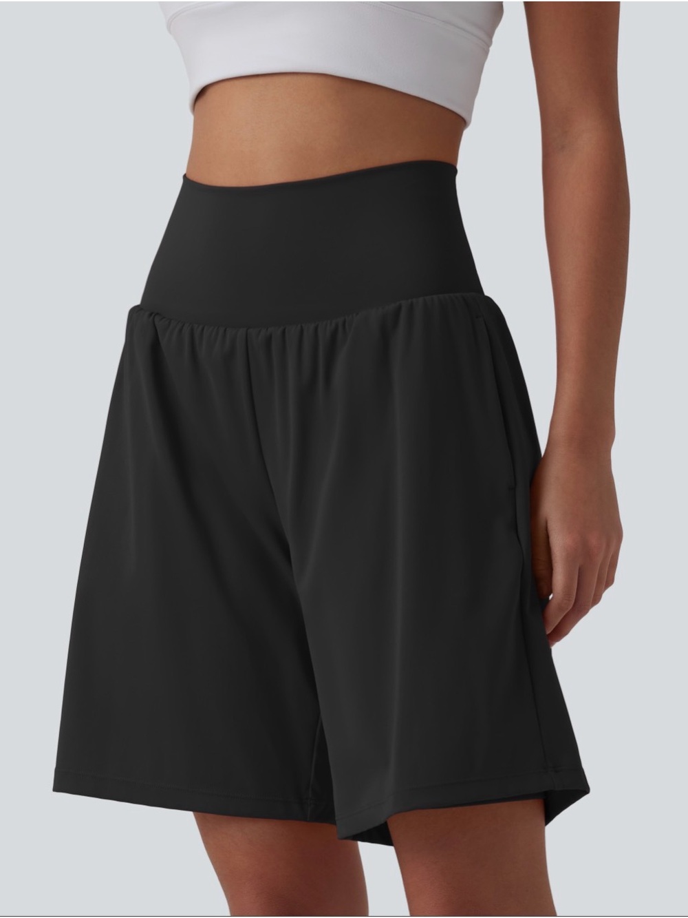 HALARA High-Waist Black Bike-Short Overlay Shorts